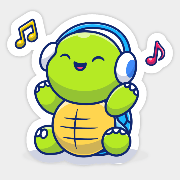 Cute Turtle Listening Music With Headphone Sticker by Catalyst Labs